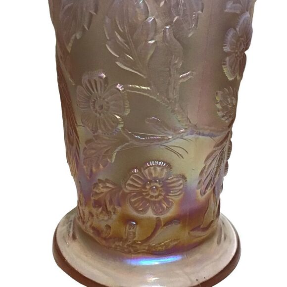 Fenton Peacock Pink Iridescent Carnival Vase - Picture 5 of 7